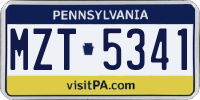 PA license plate MZT5341