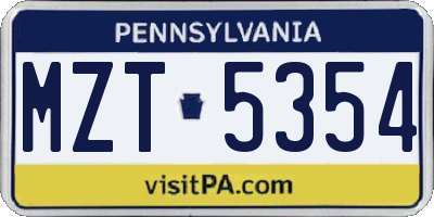 PA license plate MZT5354