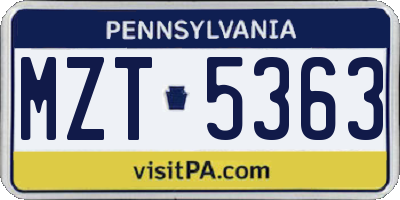 PA license plate MZT5363