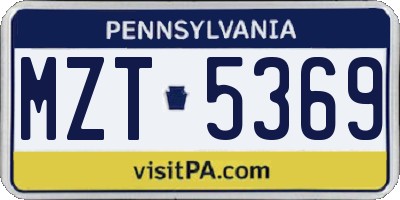 PA license plate MZT5369