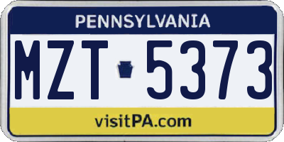 PA license plate MZT5373