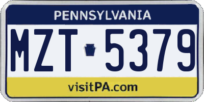 PA license plate MZT5379