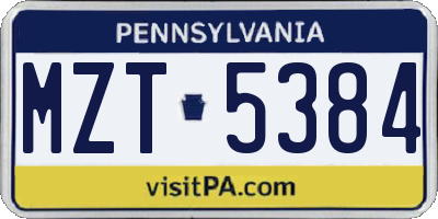 PA license plate MZT5384