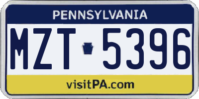PA license plate MZT5396