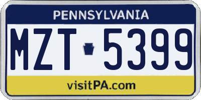 PA license plate MZT5399