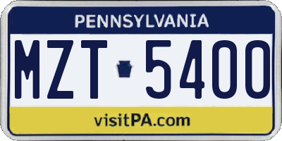 PA license plate MZT5400