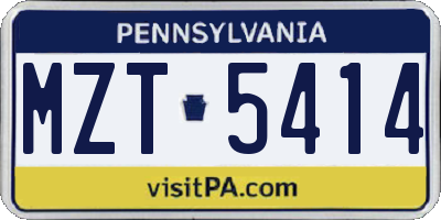 PA license plate MZT5414