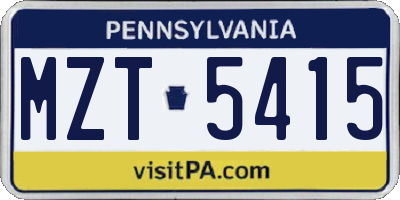 PA license plate MZT5415