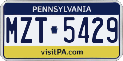 PA license plate MZT5429