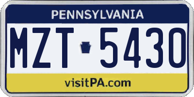 PA license plate MZT5430