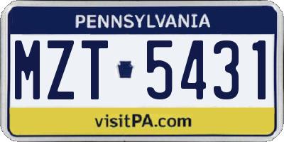 PA license plate MZT5431