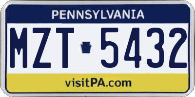 PA license plate MZT5432