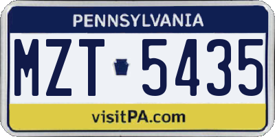 PA license plate MZT5435