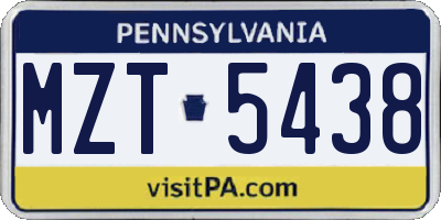 PA license plate MZT5438