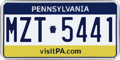 PA license plate MZT5441