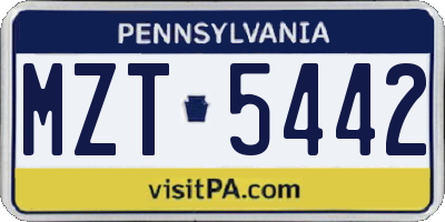 PA license plate MZT5442