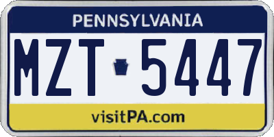 PA license plate MZT5447