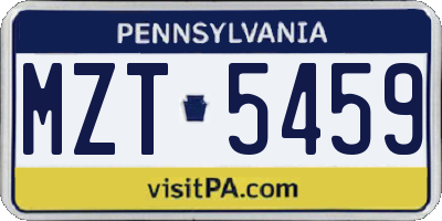 PA license plate MZT5459