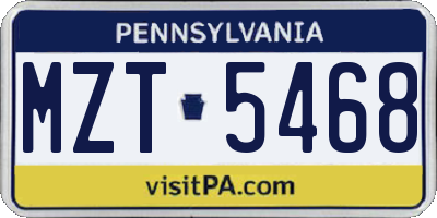 PA license plate MZT5468