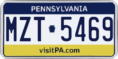 PA license plate MZT5469
