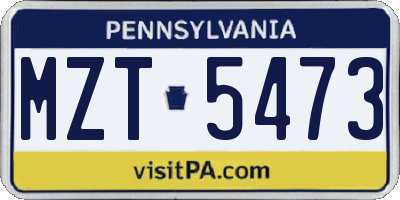 PA license plate MZT5473