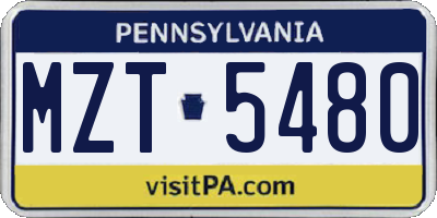 PA license plate MZT5480