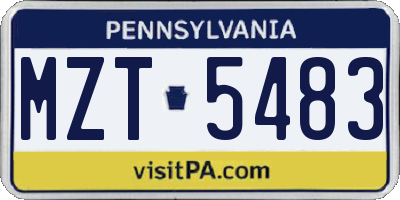 PA license plate MZT5483