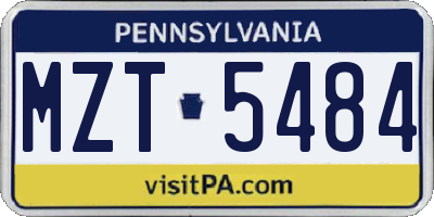 PA license plate MZT5484