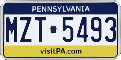 PA license plate MZT5493
