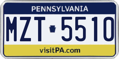 PA license plate MZT5510