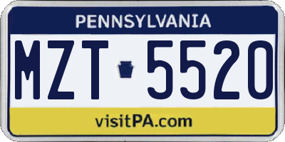 PA license plate MZT5520
