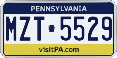 PA license plate MZT5529