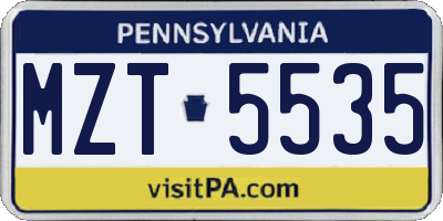 PA license plate MZT5535