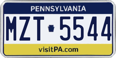 PA license plate MZT5544