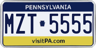 PA license plate MZT5555