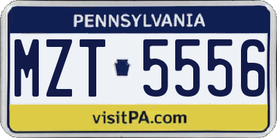 PA license plate MZT5556
