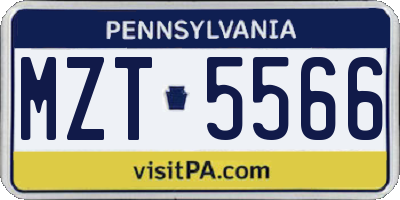 PA license plate MZT5566
