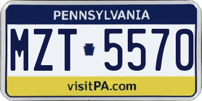 PA license plate MZT5570