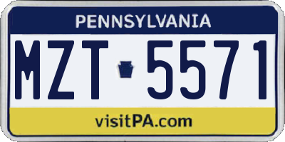 PA license plate MZT5571