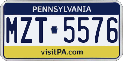 PA license plate MZT5576