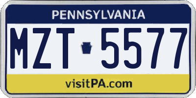 PA license plate MZT5577