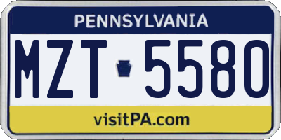 PA license plate MZT5580