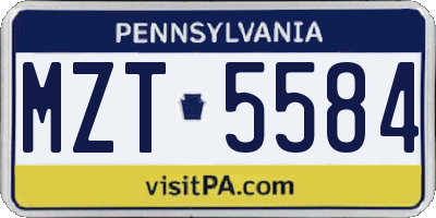 PA license plate MZT5584