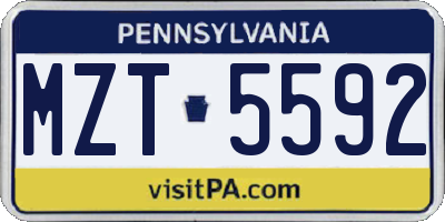 PA license plate MZT5592