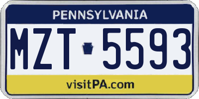 PA license plate MZT5593