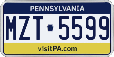 PA license plate MZT5599