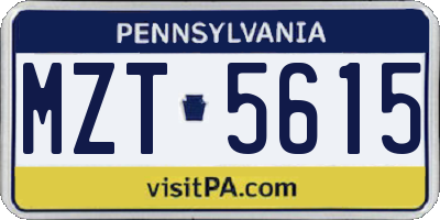 PA license plate MZT5615