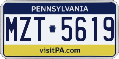 PA license plate MZT5619