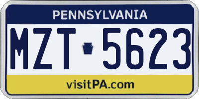 PA license plate MZT5623