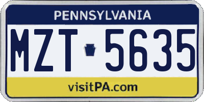 PA license plate MZT5635